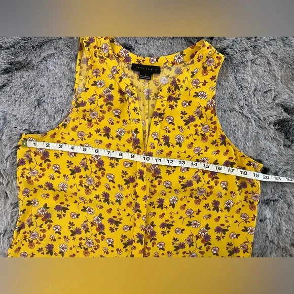 Sanctuary Anthropologie Floral Sleeveless Button Down Top Yellow Dandelion Daisy - Picture 12 of 14